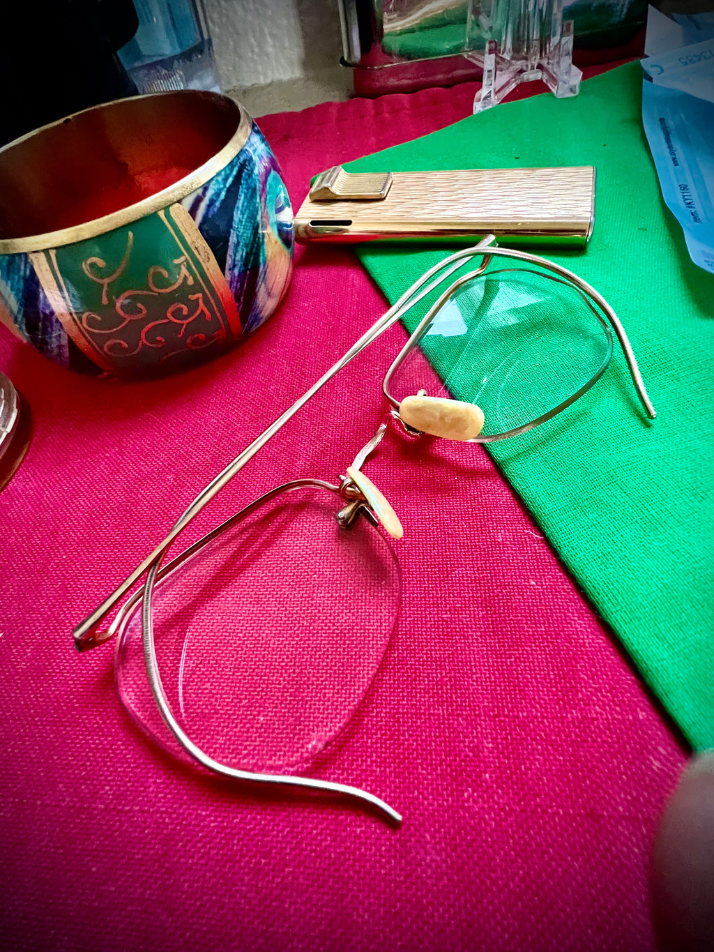 #385-A ANTIQUE 1/10-12K GF PRESCRIPTION EYE GLASSES GOLD FILLED WITH ORIGINAL CASE young adult unisex