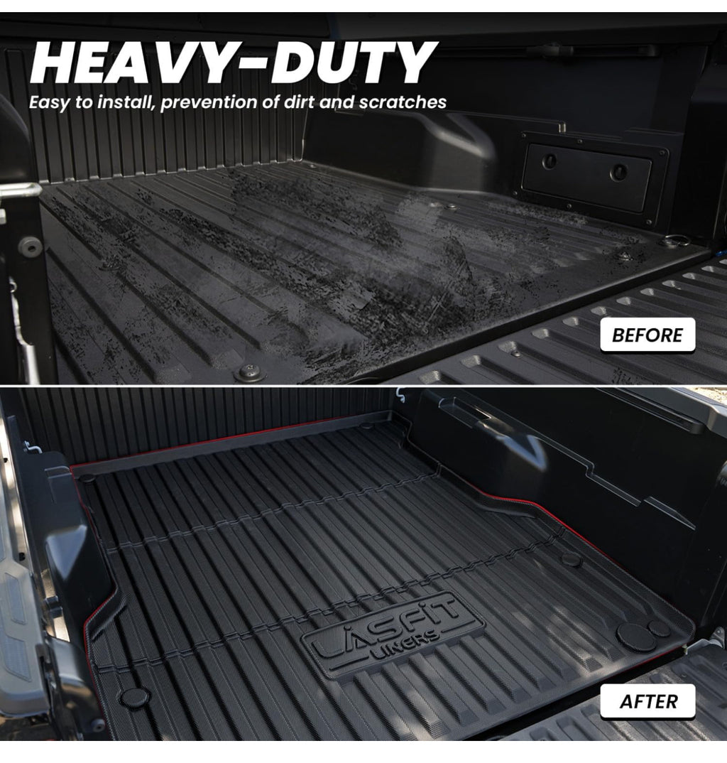 LASFIT Bed Mat for Toyota Tacoma 2024 2025 Truck Bed (6ft,6'Bed), All Weather 6 ft Car Bed Liner for Toyota Tacoma Accessories, TPE Heavy Duty Trunk Mat&Cargo Liner, Black
