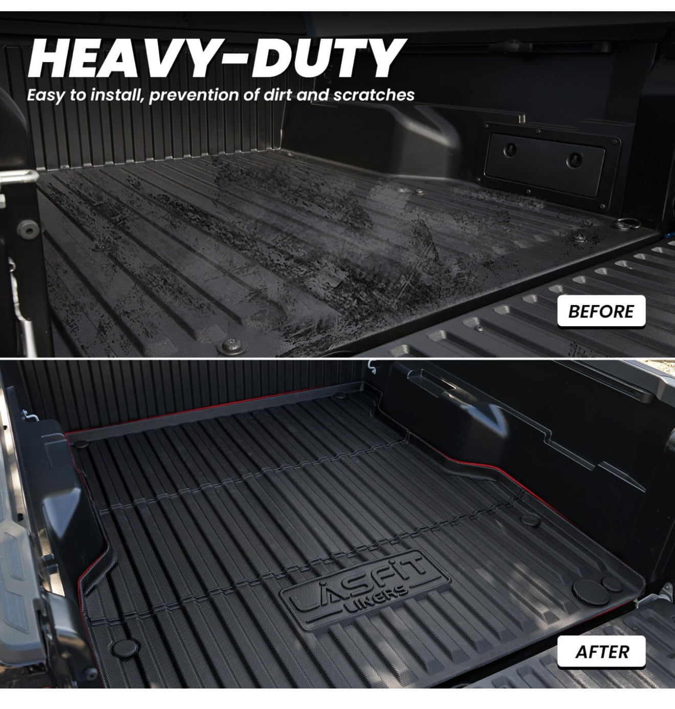 LASFIT Bed Mat for Toyota Tacoma 2024 2025 Truck Bed (6ft,6'Bed), All Weather 6 ft Car Bed Liner for Toyota Tacoma Accessories, TPE Heavy Duty Trunk Mat&Cargo Liner, Black