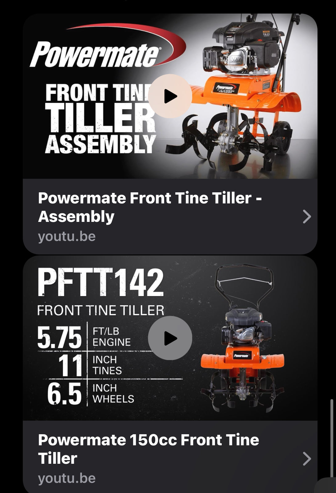 Powermate 5.0 FT-LBS orange Tiller FRONT TINE TILLER Model # PFTT142 PFTT142.1