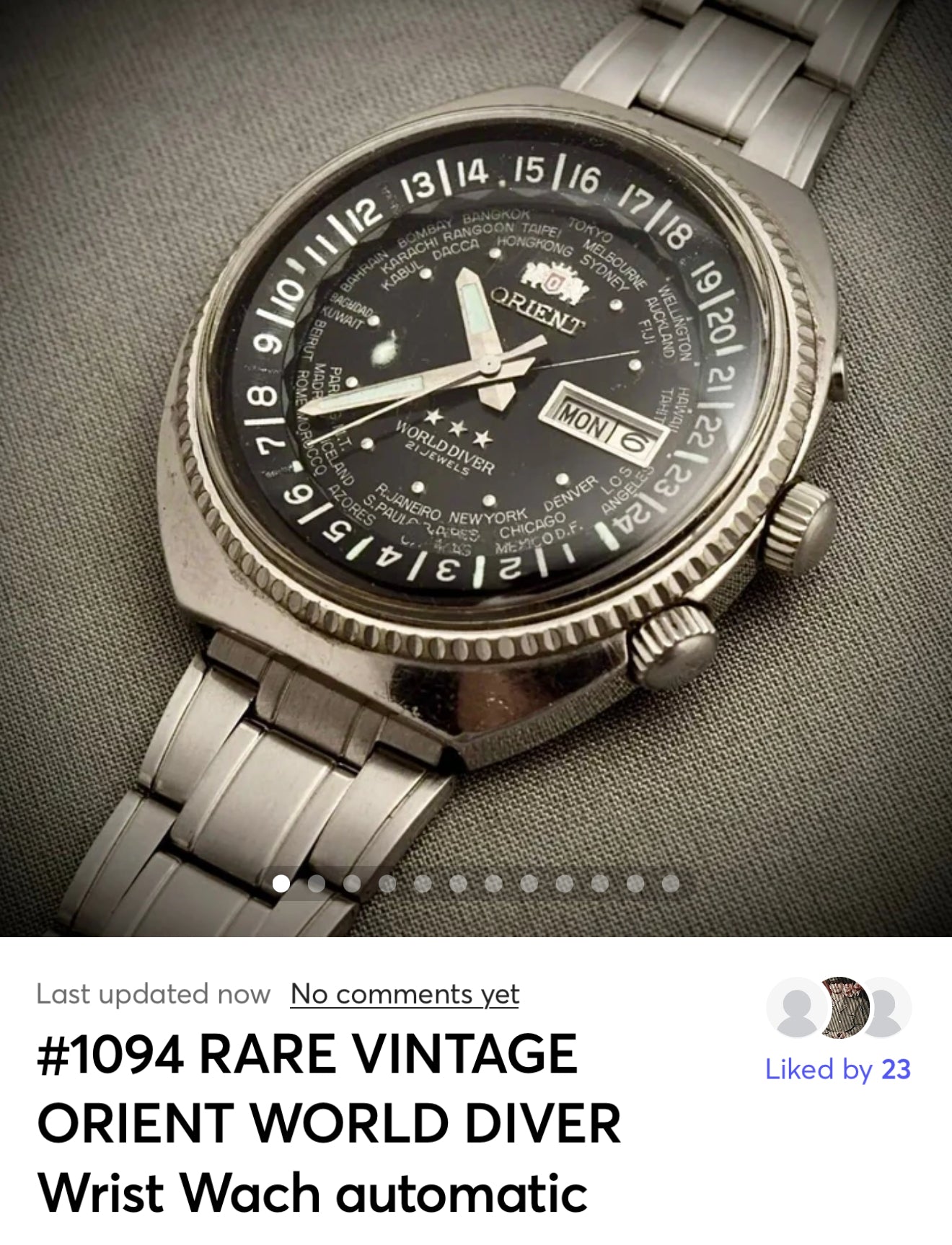 #1094 RARE VINTAGE ORIENT WORLD DIVER Wrist Watch