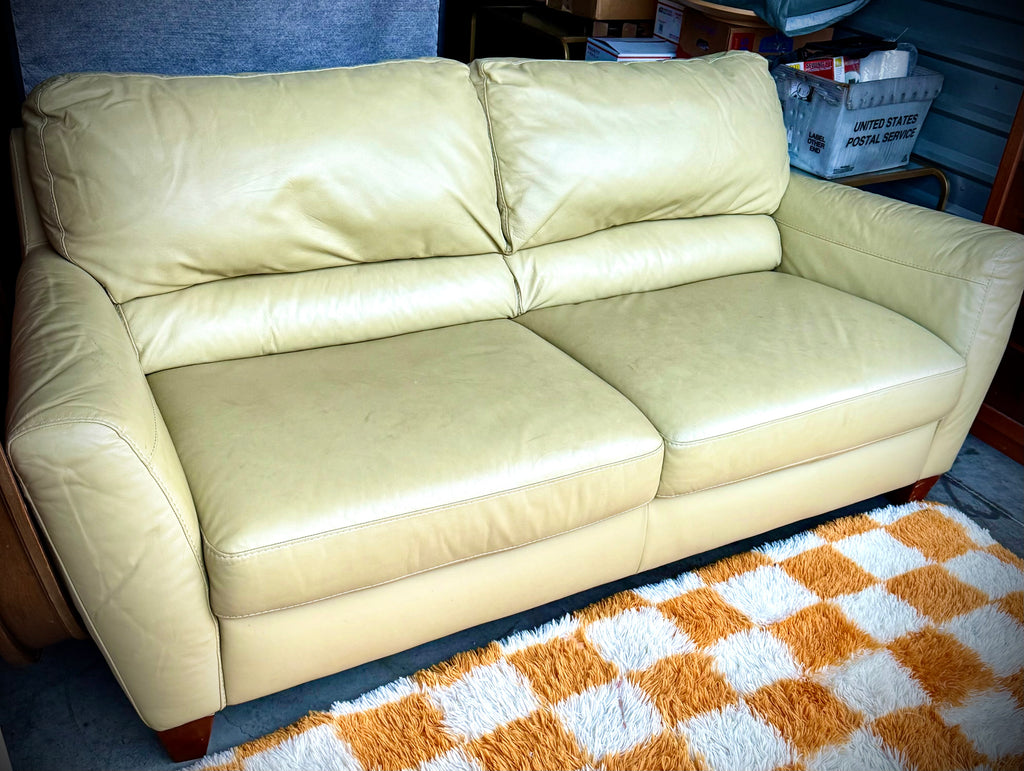 Sofa leather two 3 quater seater  Italian Leather Beige color couch