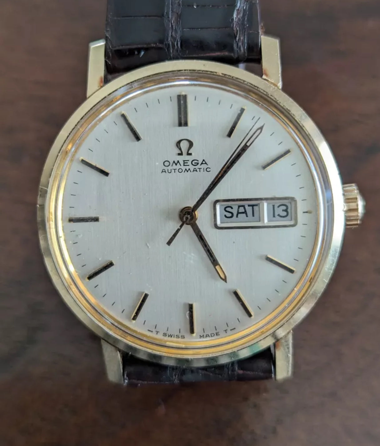 #1224 VINTAGE OMEGA DAY DATE AUTOMATIC WRISTWATCH