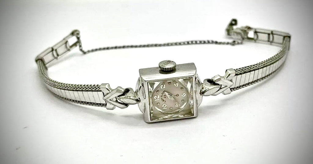 #943 LADY ELGIN WATCH VINTAGE 740 23 JEWELS 10K White Gold Filled serviced