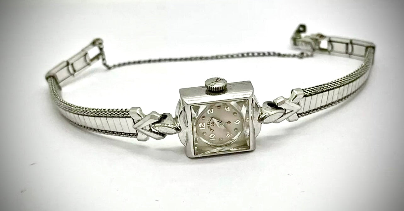#943 LADY ELGIN WATCH VINTAGE 740 23 JEWELS 10K White Gold Filled serviced