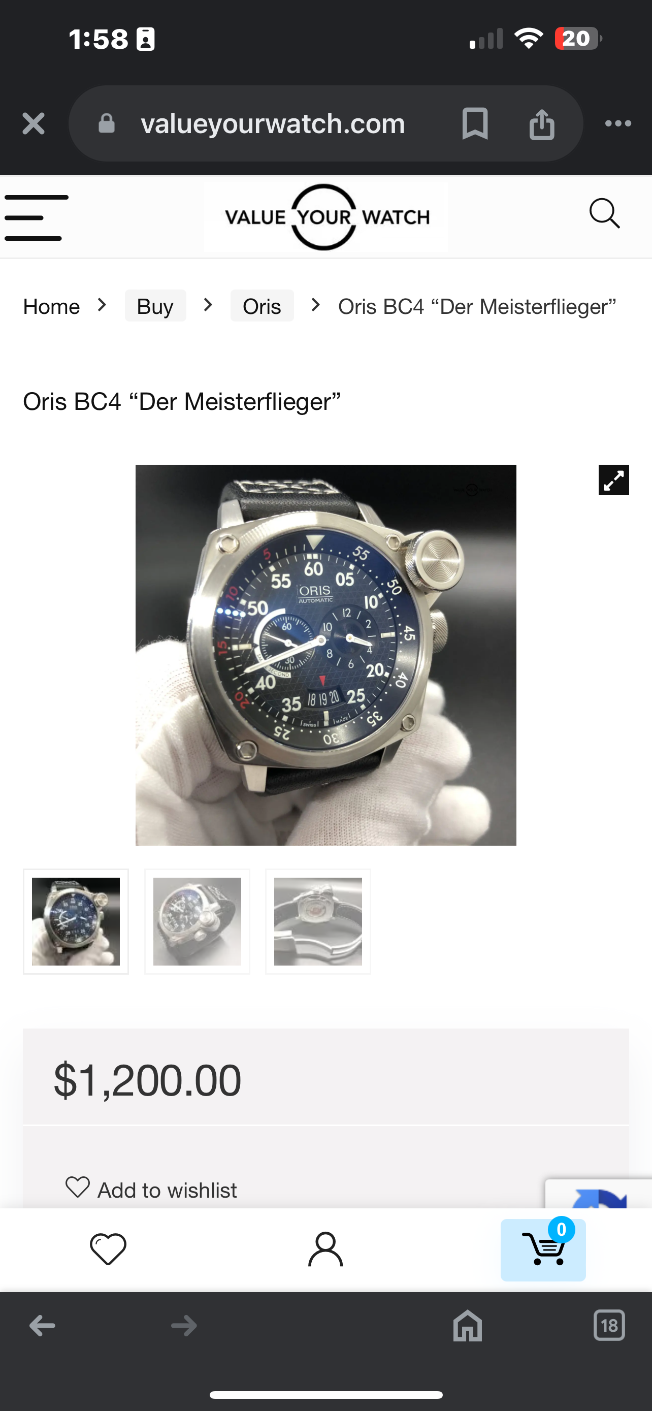 #1341 Watch Case ONLY Oris BC4 Der Meisterflieger Men's Automatic Watch 649-7632-4164MB
Original watch case