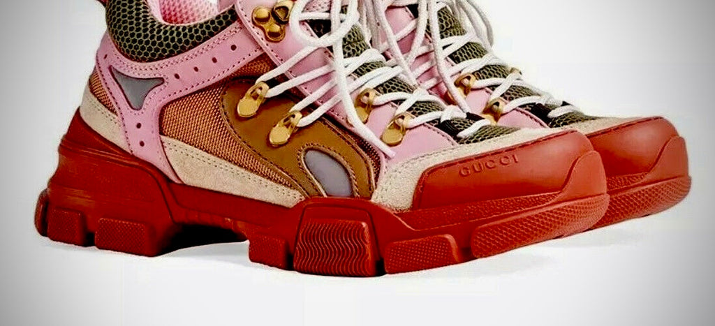 Gucci Flashtrek PinkTanBrownGreen Hiker Dad Sneakers EU41.5 / 7.5US