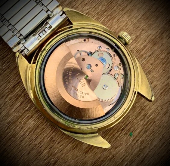 #1222 Vintage Elgin Swiss Watch Day/Date 17j Auto Cal. AS 1916 all Original & Working