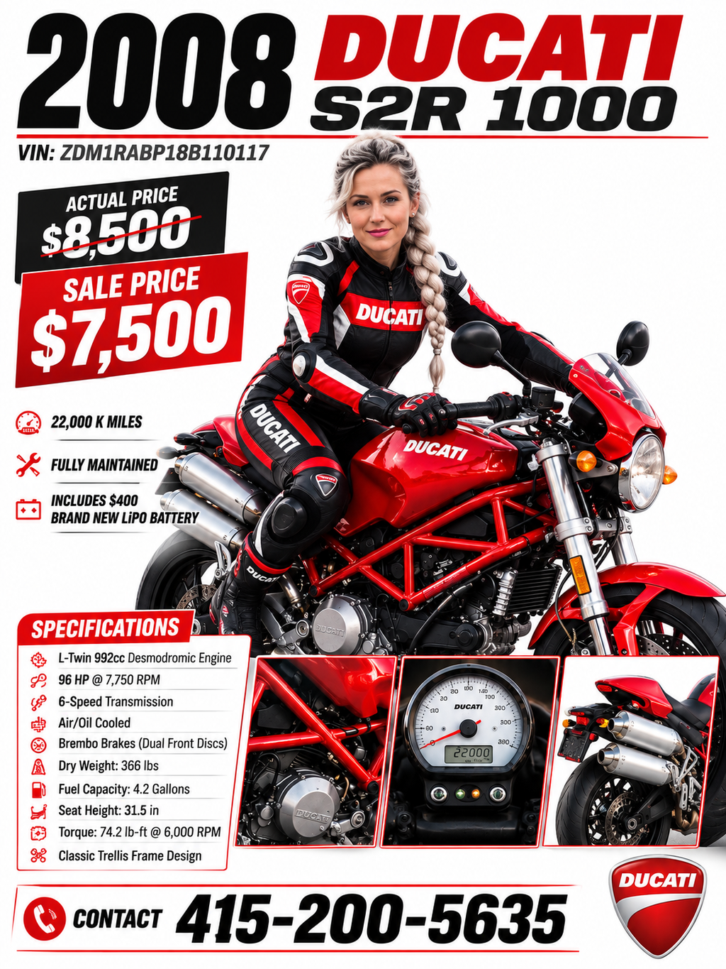 2008 Ducati Monster S2R 1000 – 22K Miles – Fully Maintained ready to Ride
