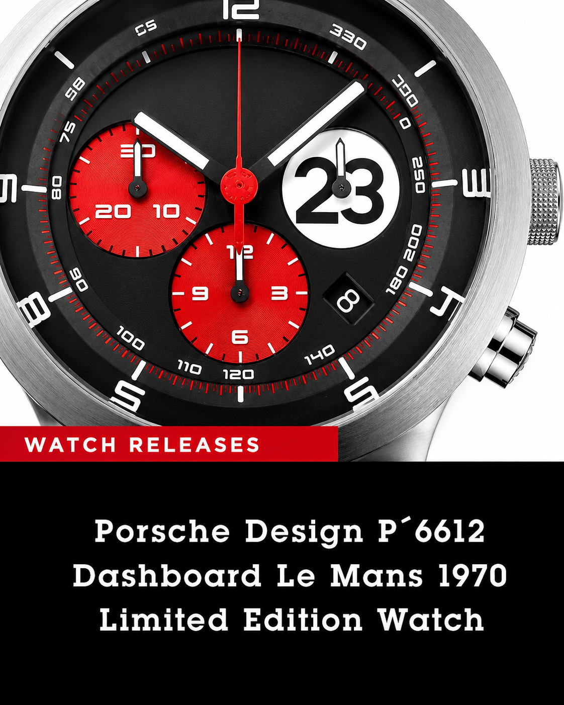 #616 Porsche Design P6612 Dashboard Chronograph Limited Edition Titanium Swiss Automatic case 42mm Lugs 22mmHighly Collectable Titanium watch car 23 winner of 1970 Lemont