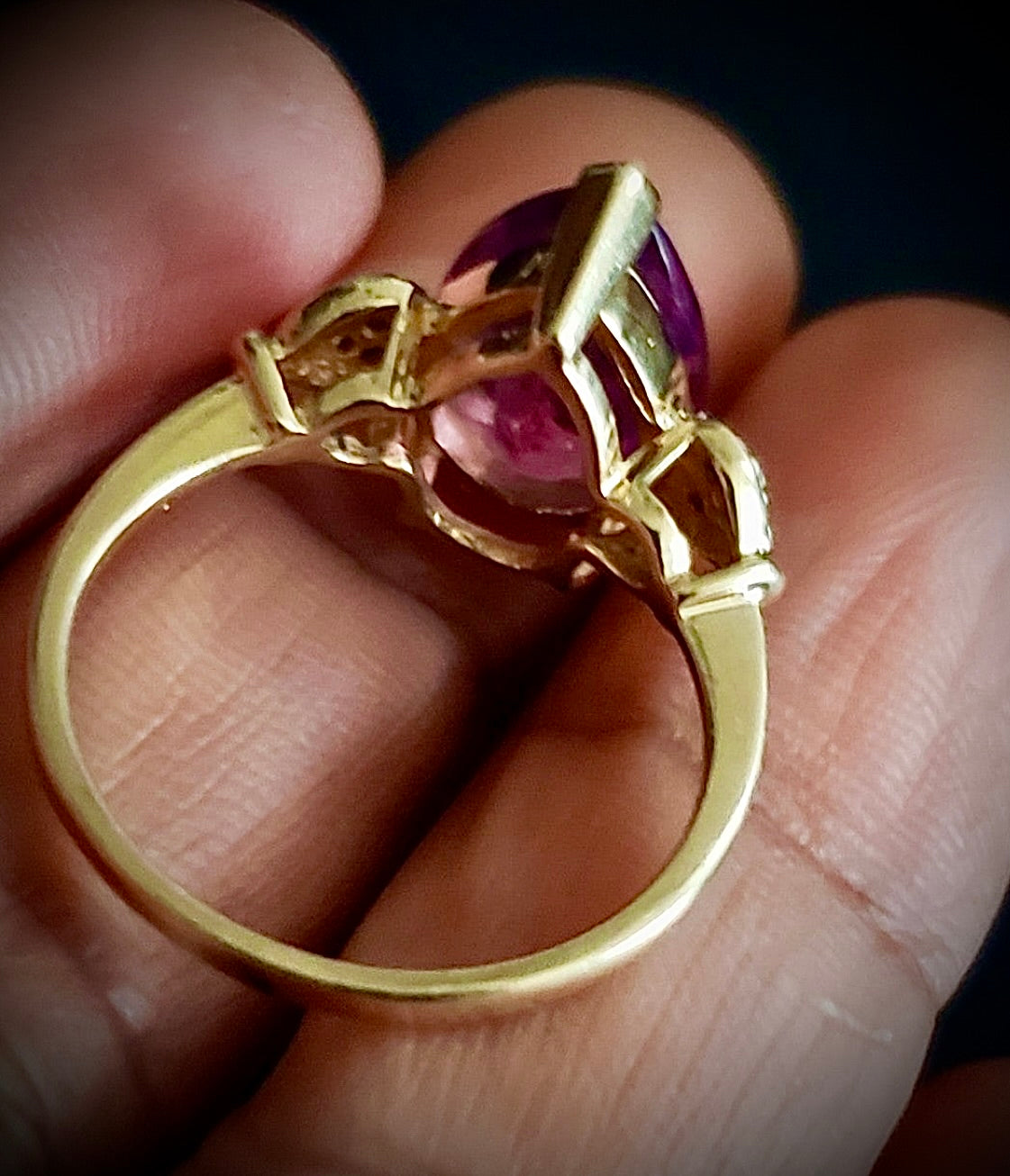 10k solid Genuine Amethyst/ Diamonds ring