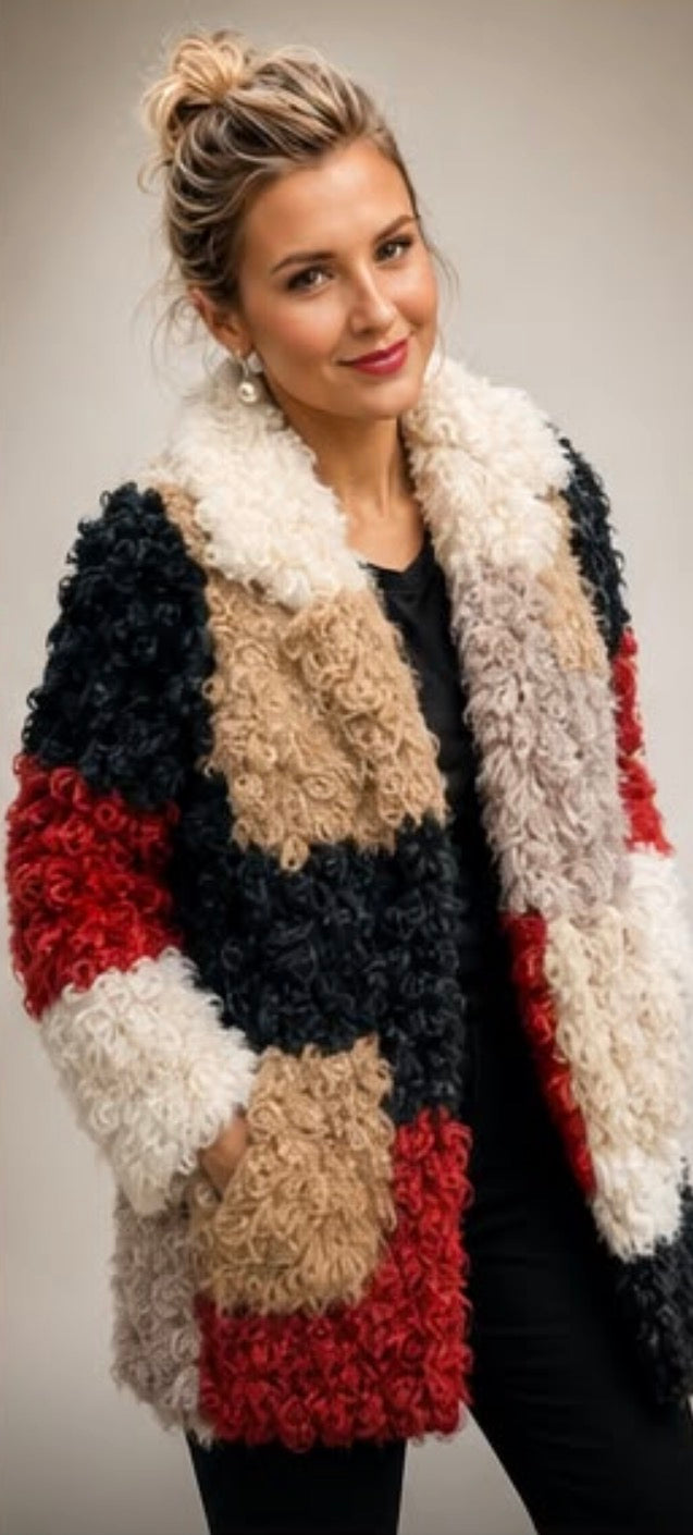 MARNI REVERSIBLE COLOR-BLOCK SHEARLING COAT — RARE FIND — MADE IN ITALY