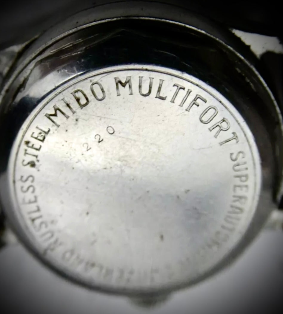 #1278 Vintage 1940's WWII Era MIDO Multifort Super-Automatic Military Watch