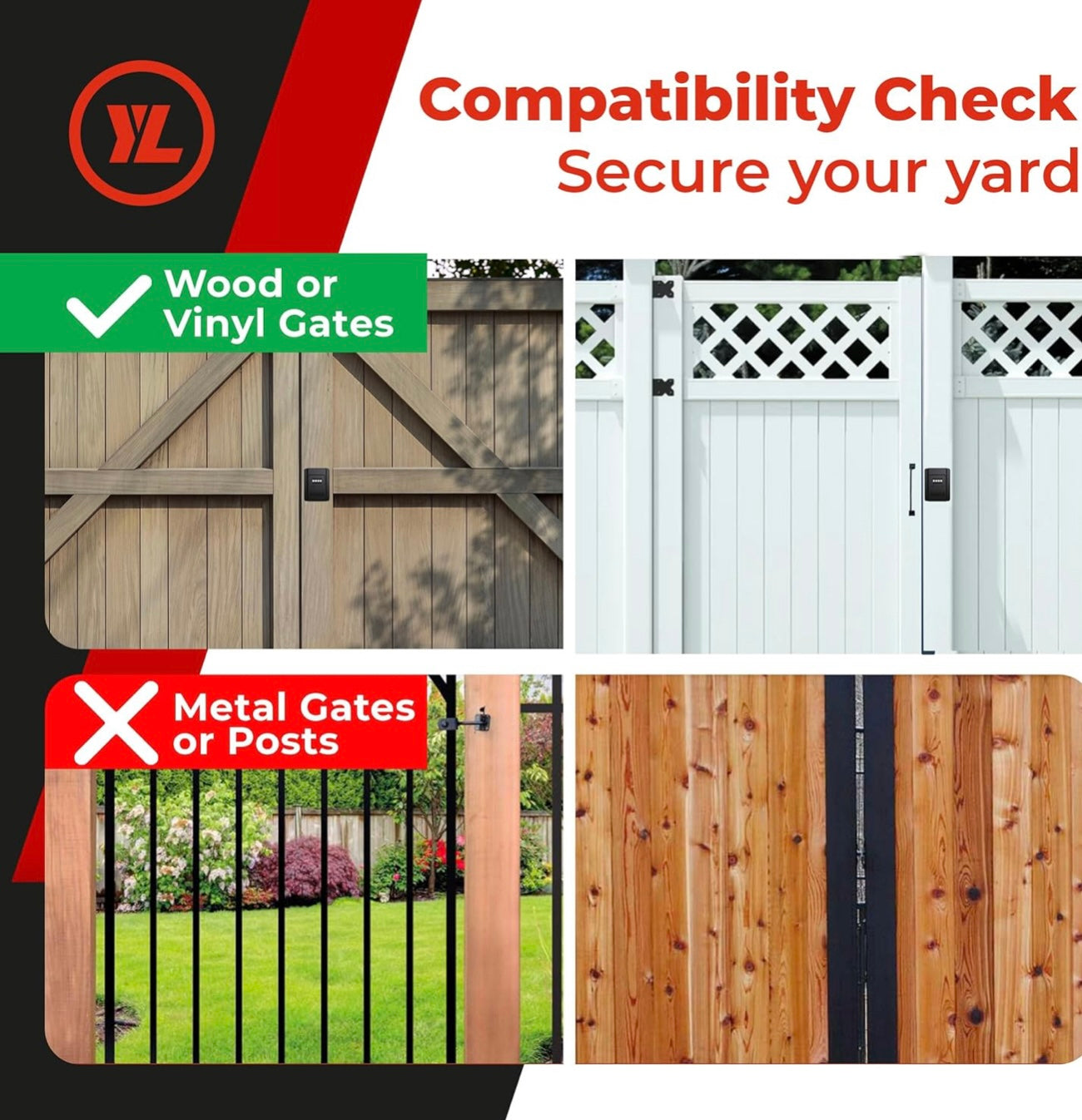 Gate Lock – Secure Keyless Fence Lock and Latch with 2-Way Access – Strong Durable System for Theft Prevention and Home Security, Easy Installation on Wood or Vinyl GatesFences (Regular – 1-Pack)