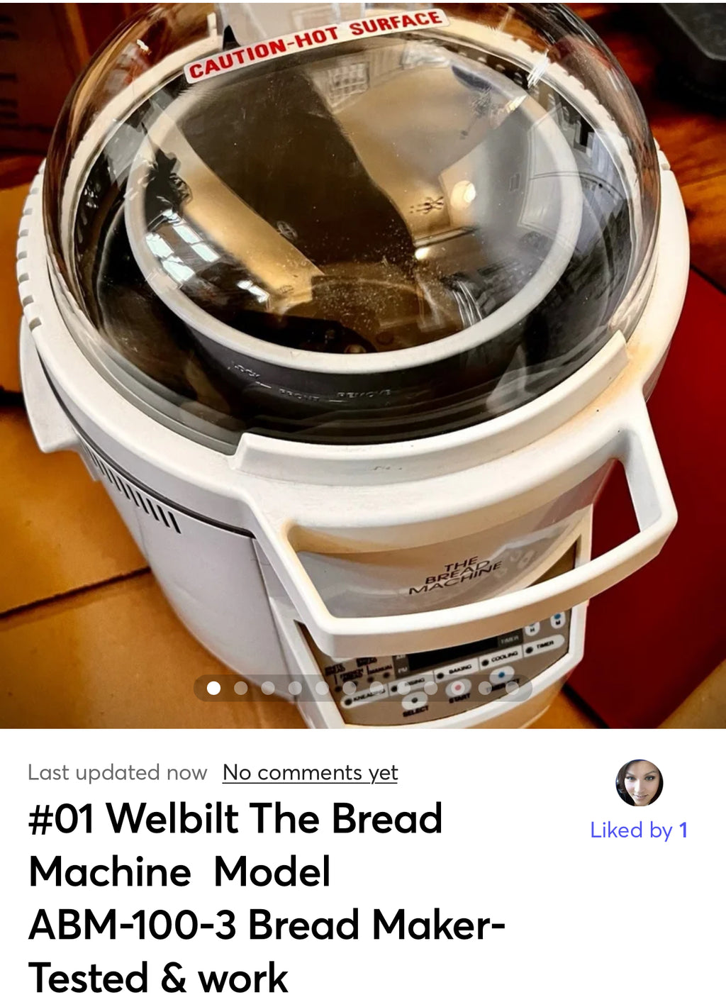 #01 Welbilt The Bread Machine  Model ABM-100-3 Bread Maker- Tested & works
