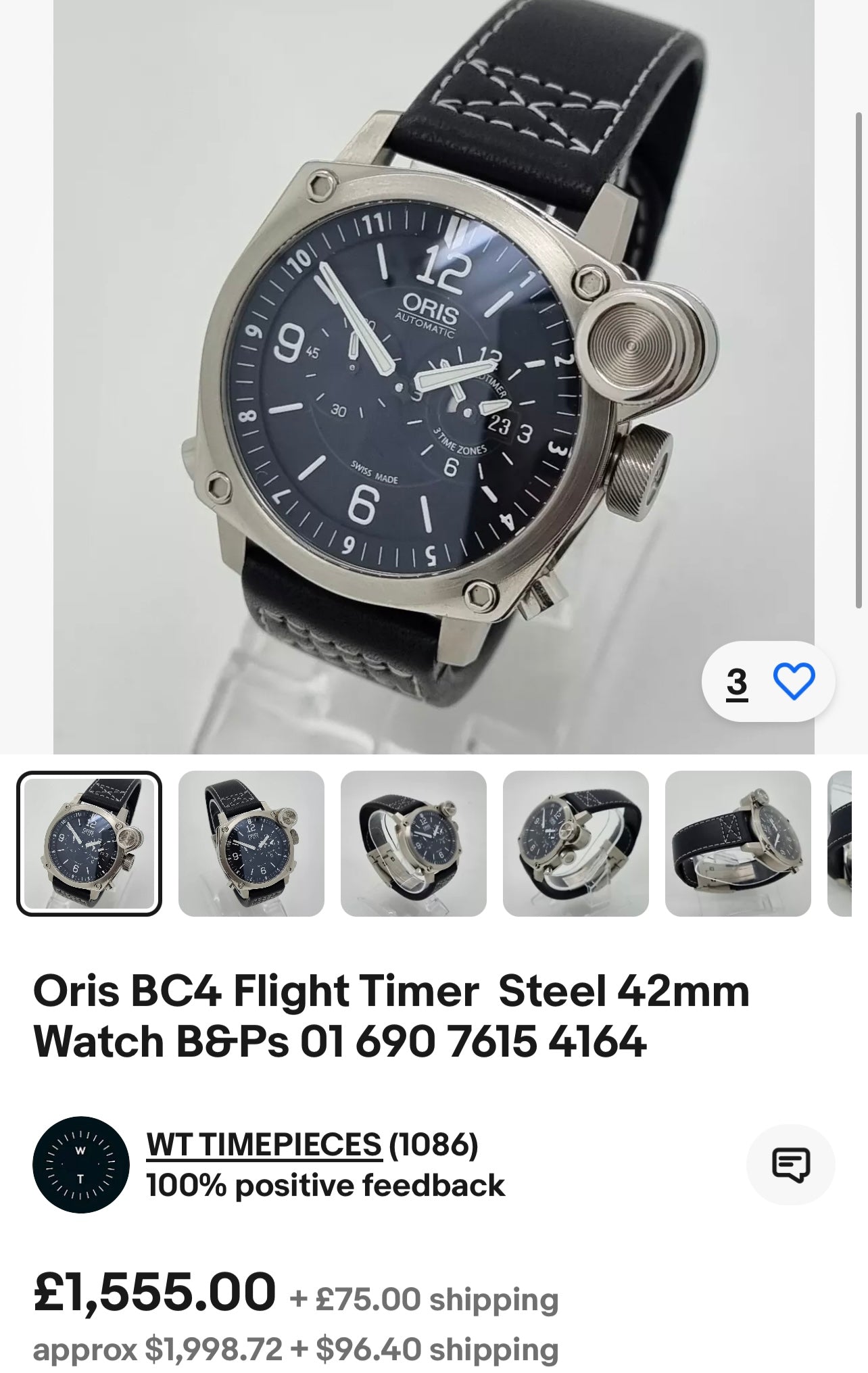 #1341 Watch Case ONLY Oris BC4 Der Meisterflieger Men's Automatic Watch 649-7632-4164MB
Original watch case