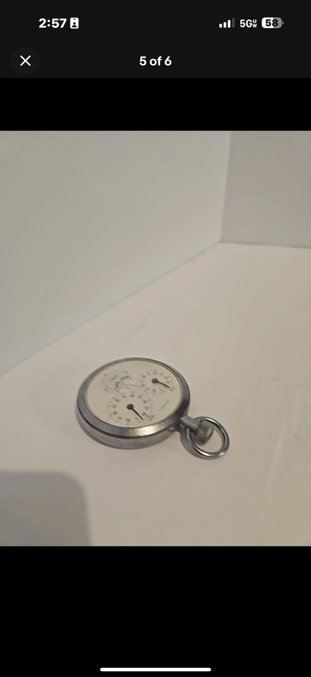 R#1423 Stop Watch Vintage Junghans German 60 Min, Second, 1 10 Dial Scratch On Front Working a bit jamming
