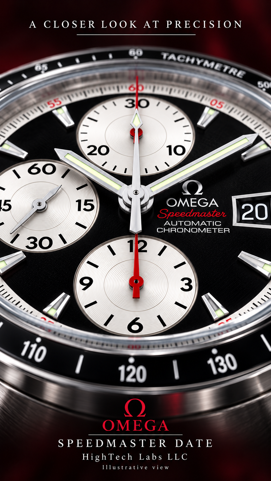 #1011 Omega Speedmaster Date 3210.51.00 Automatic Chronometer Reverse Panda Black Dial 40mm Swiss Watch