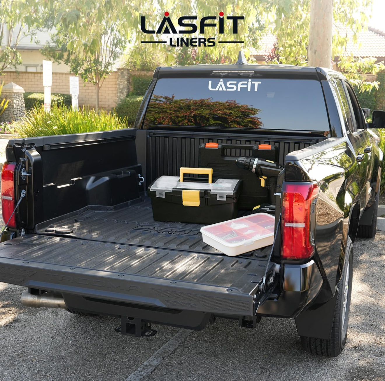 LASFIT Bed Mat for Toyota Tacoma 2024 2025 Truck Bed (6ft,6'Bed), All Weather 6 ft Car Bed Liner for Toyota Tacoma Accessories, TPE Heavy Duty Trunk Mat&Cargo Liner, Black