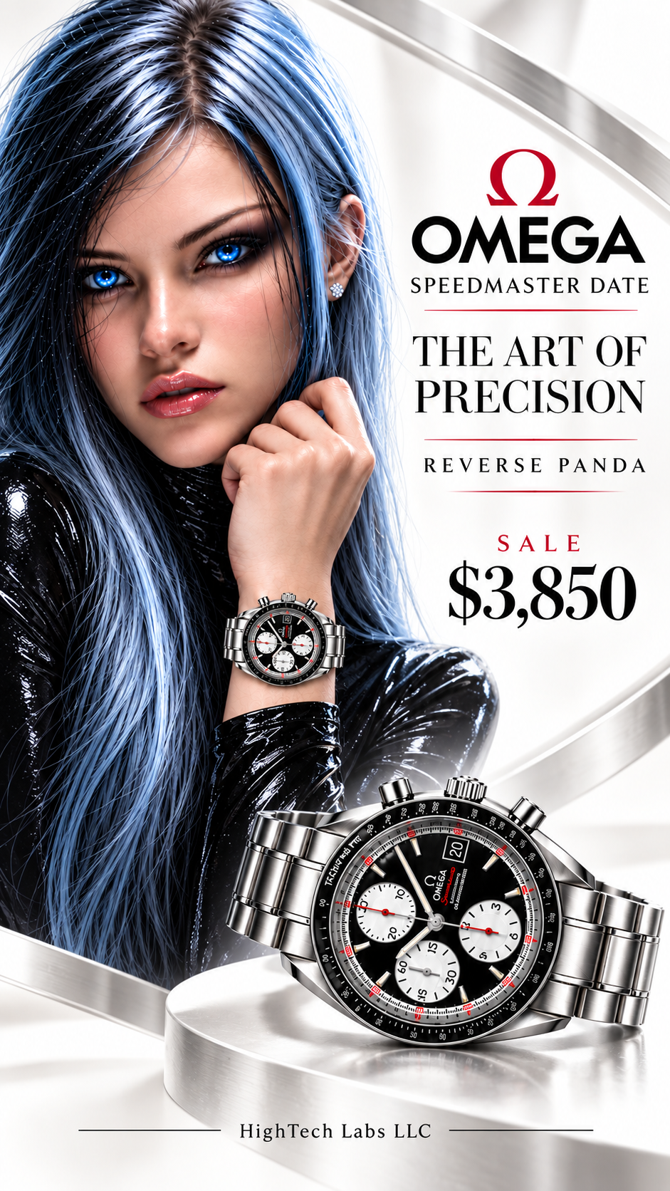 #1011 Omega Speedmaster Date 3210.51.00 Automatic Chronometer Reverse Panda Black Dial 40mm Swiss Watch