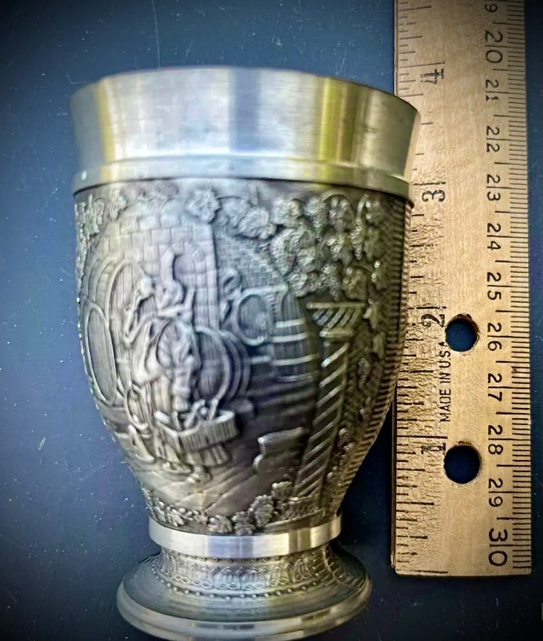 Vintage Ornate Goblet Metal Zinc Cup