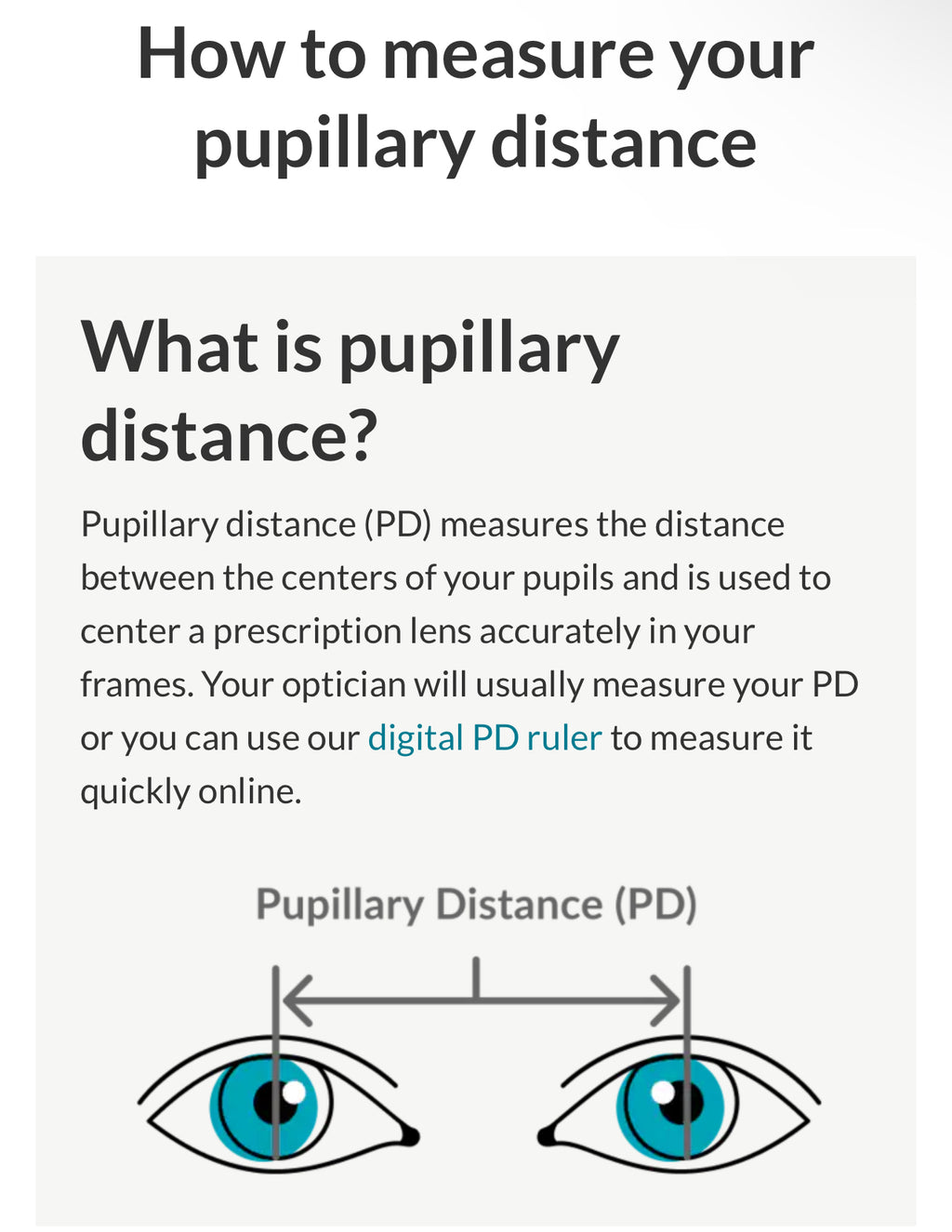 how to measure Pupilary distance