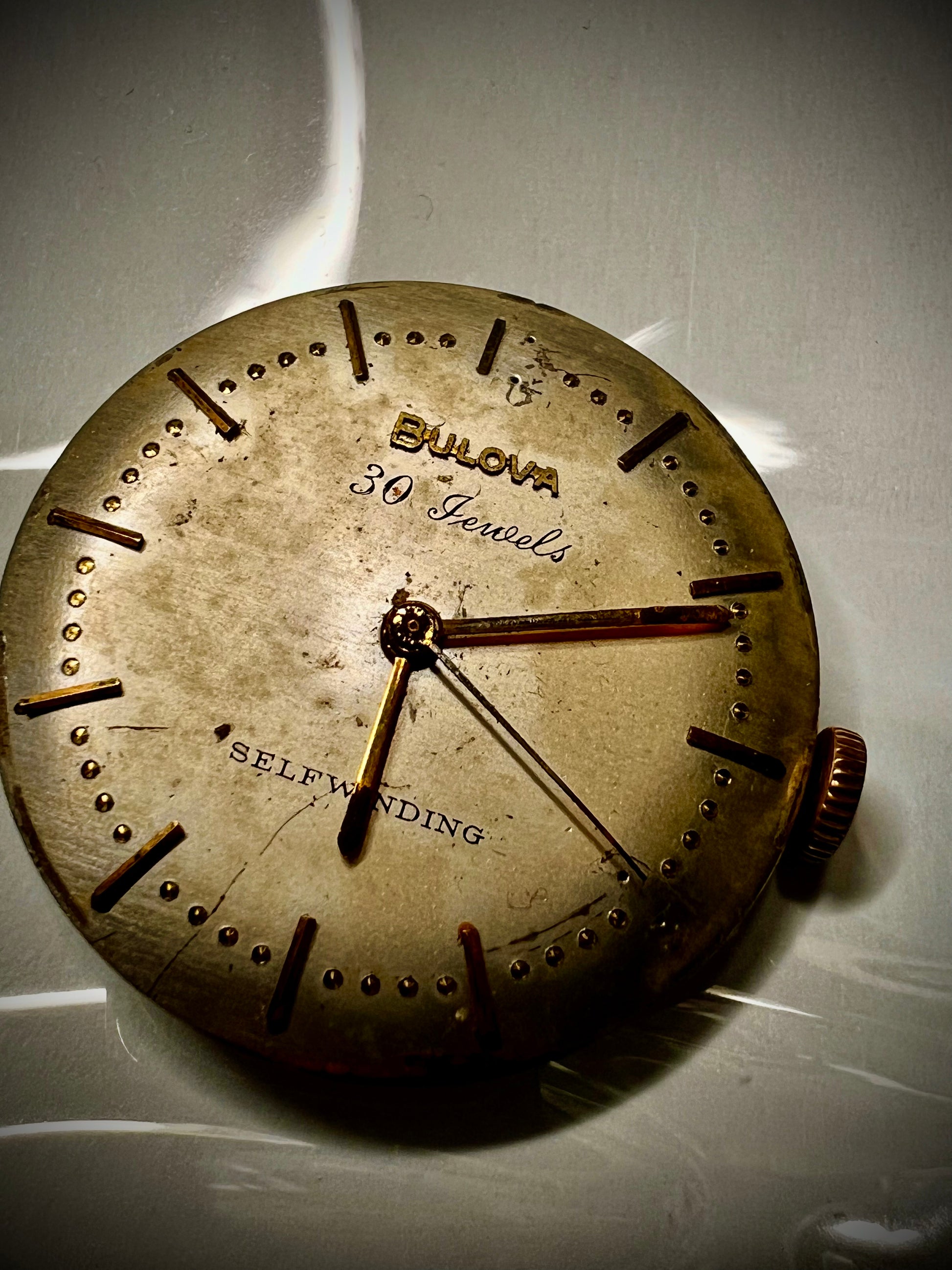 #365M Vintage BULOVA cal 10 BZAC selfwinding wrist watch movemnet for Parts or not working