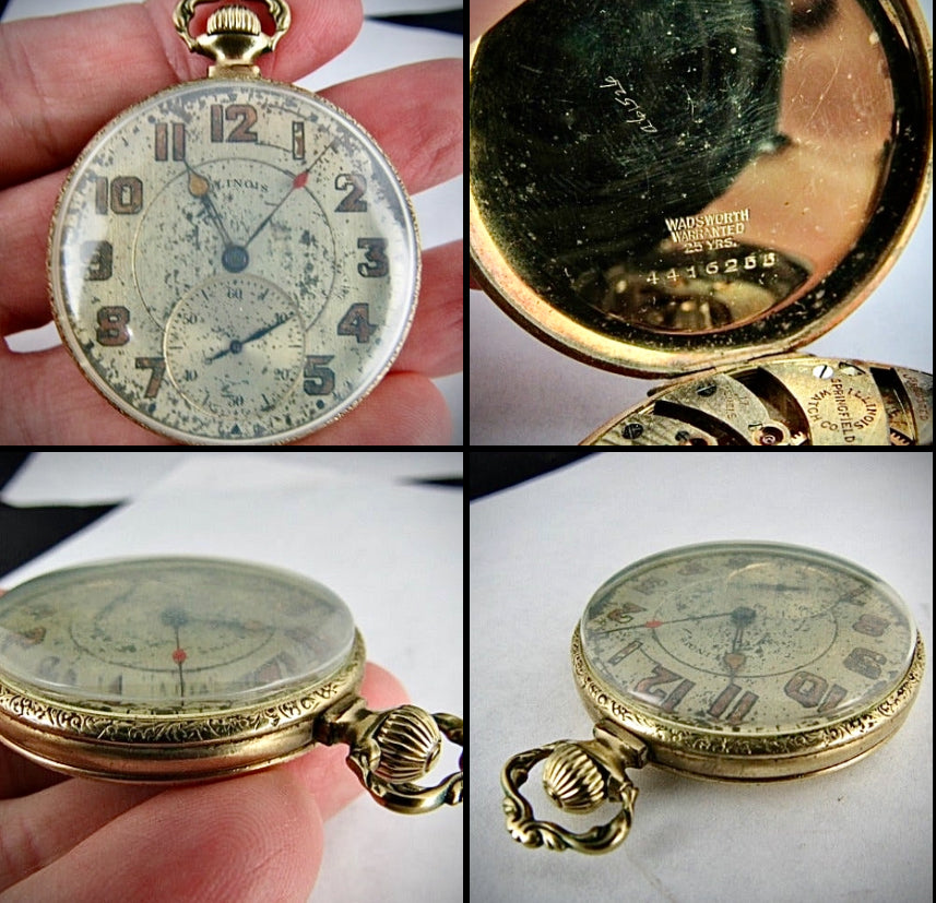 #983 14k GOLD filled 17J POCKET WATCH Illinois 12s "THE AUTOCRAT" Wadsworth WORKS