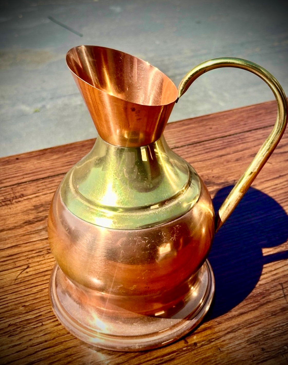 Vintage Copper Pitcher with Brass handle unique and rare design