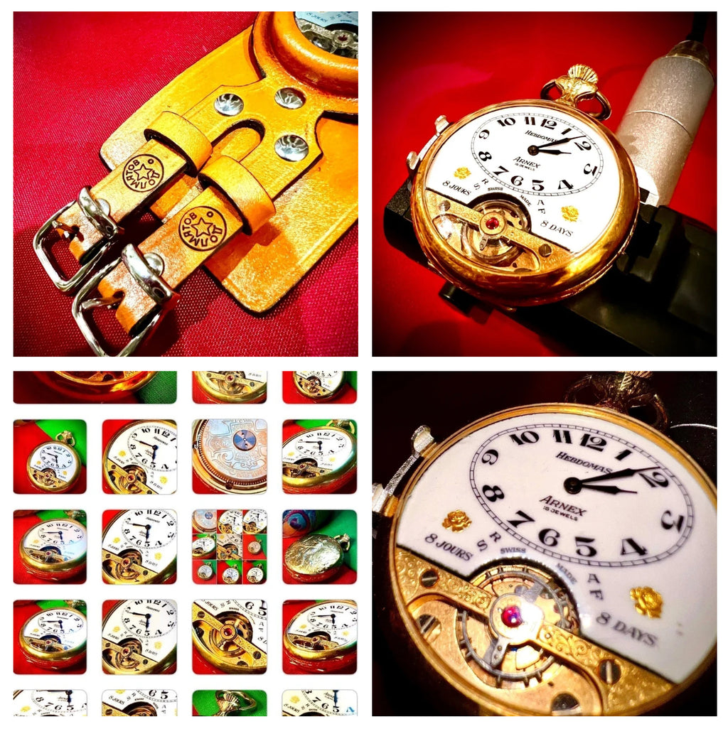 #65-A Rare big cowboy Cowgirl wrist wedding watch 8 Day Manual winding