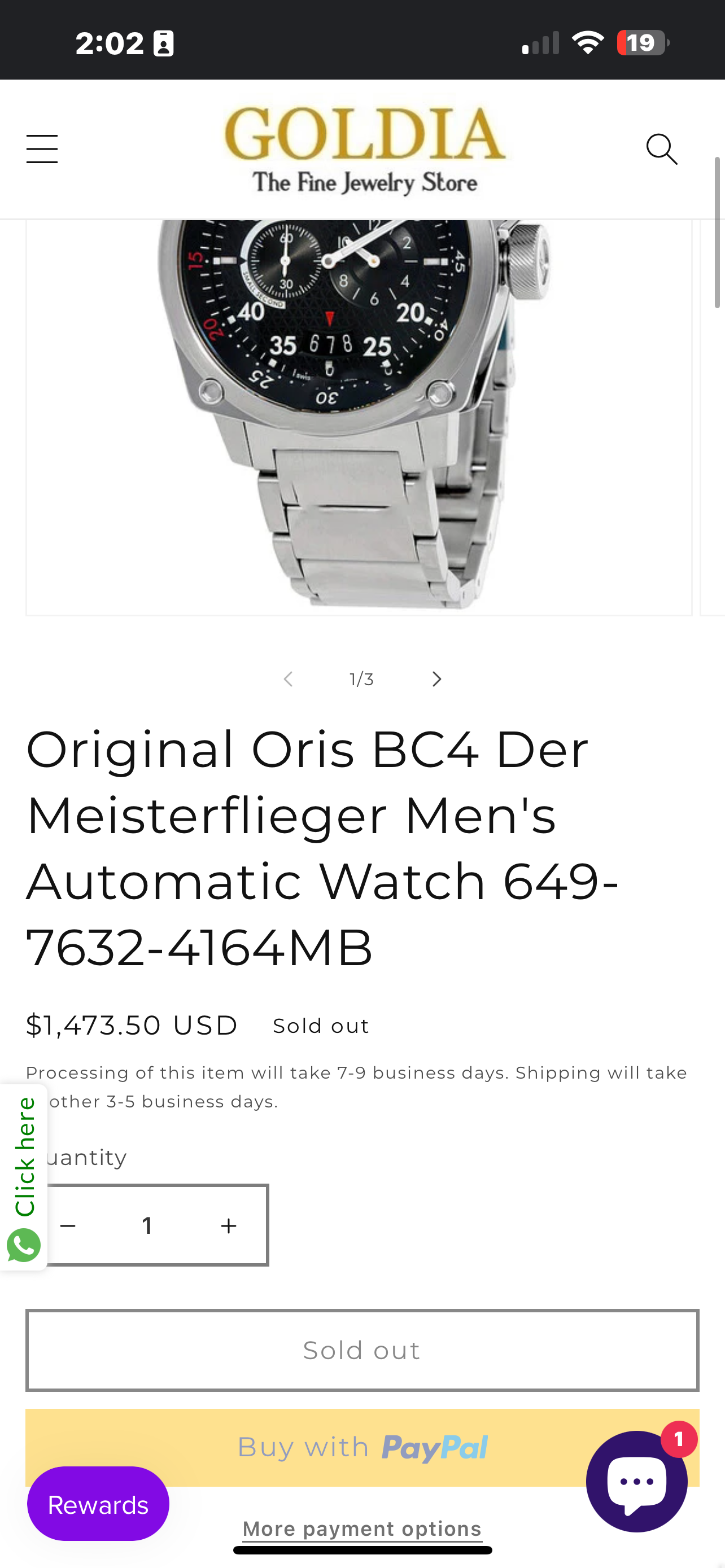 #1341 Watch Case ONLY Oris BC4 Der Meisterflieger Men's Automatic Watch 649-7632-4164MB
Original watch case