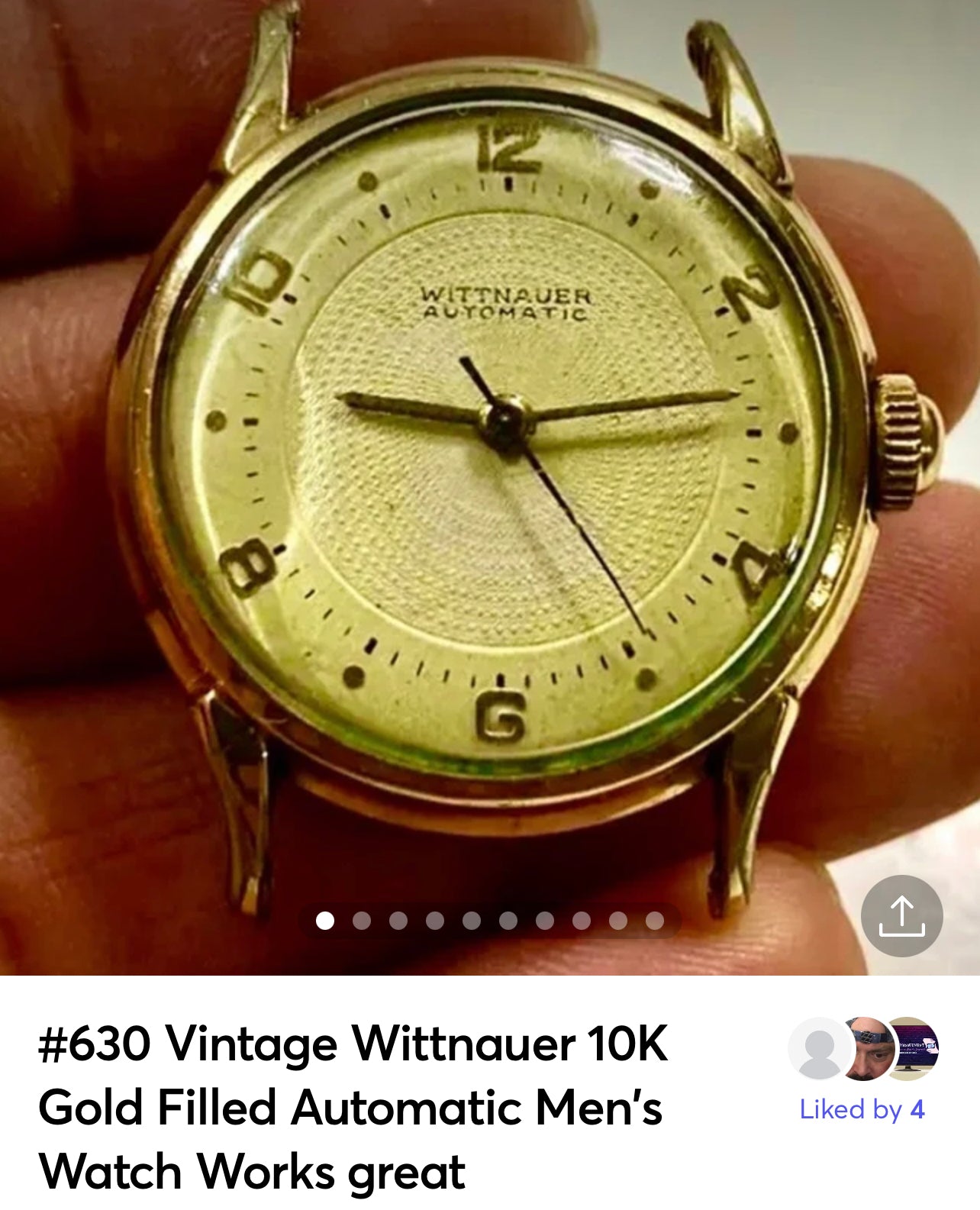 #630 Vintage Wittnauer 10K Gold Filled Automatic Men's Watch Works great