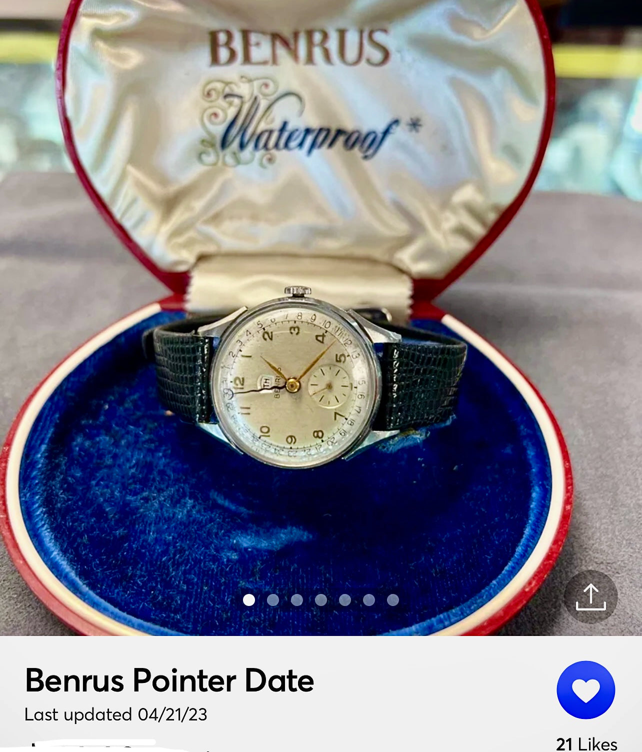 R#988 Benrus Pointer Date in original box rare find