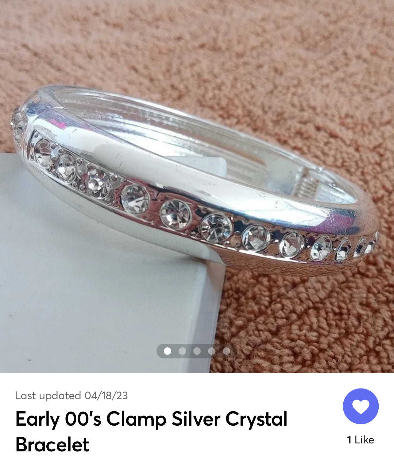 Early 00's Clamp Silver Crystal Bracelet