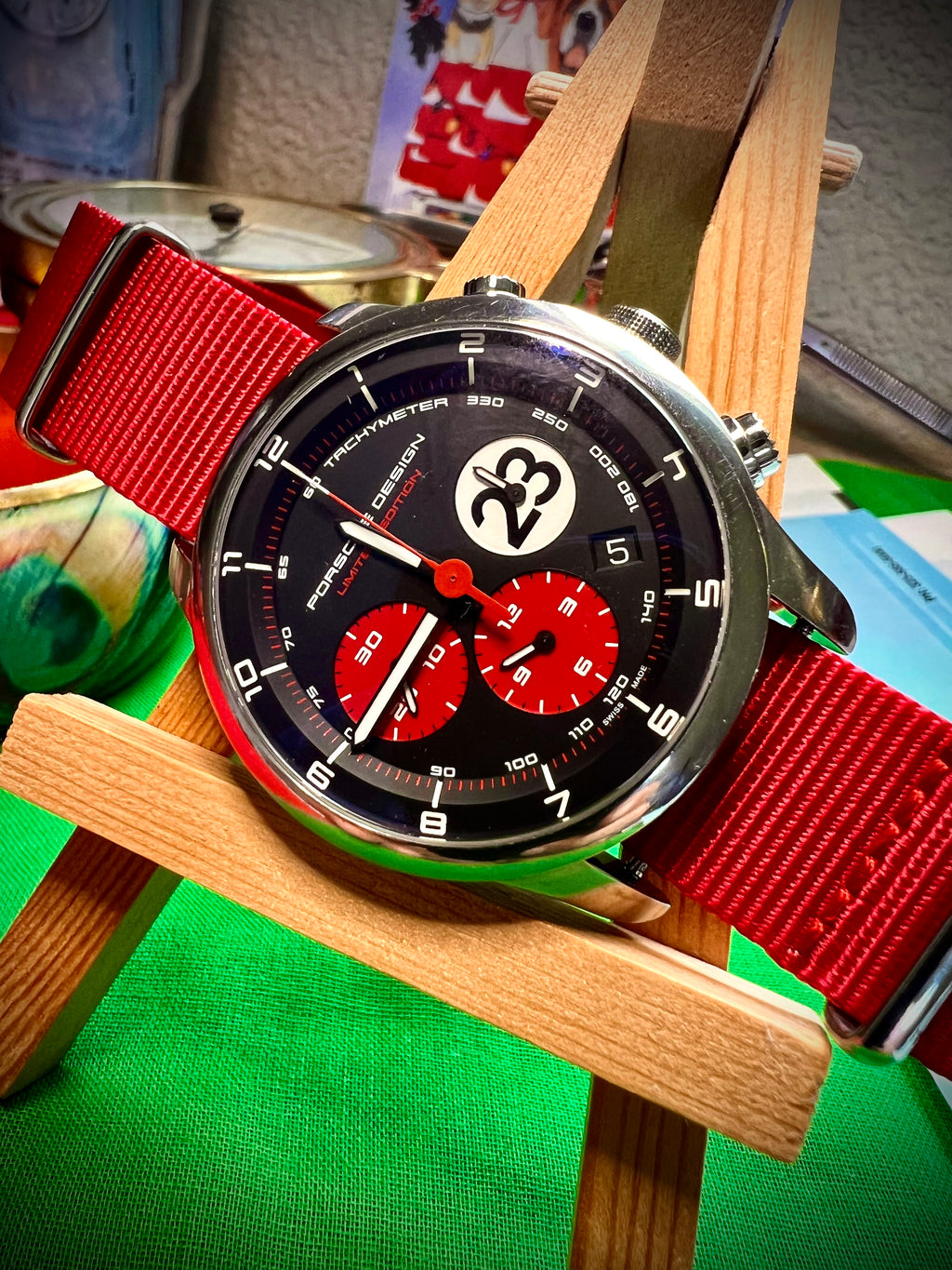 #616 Porsche Design P6612 Dashboard Chronograph Limited Edition Titanium Swiss Automatic case 42mm Lugs 22mmHighly Collectable Titanium watch car 23 winner of 1970 Lemont