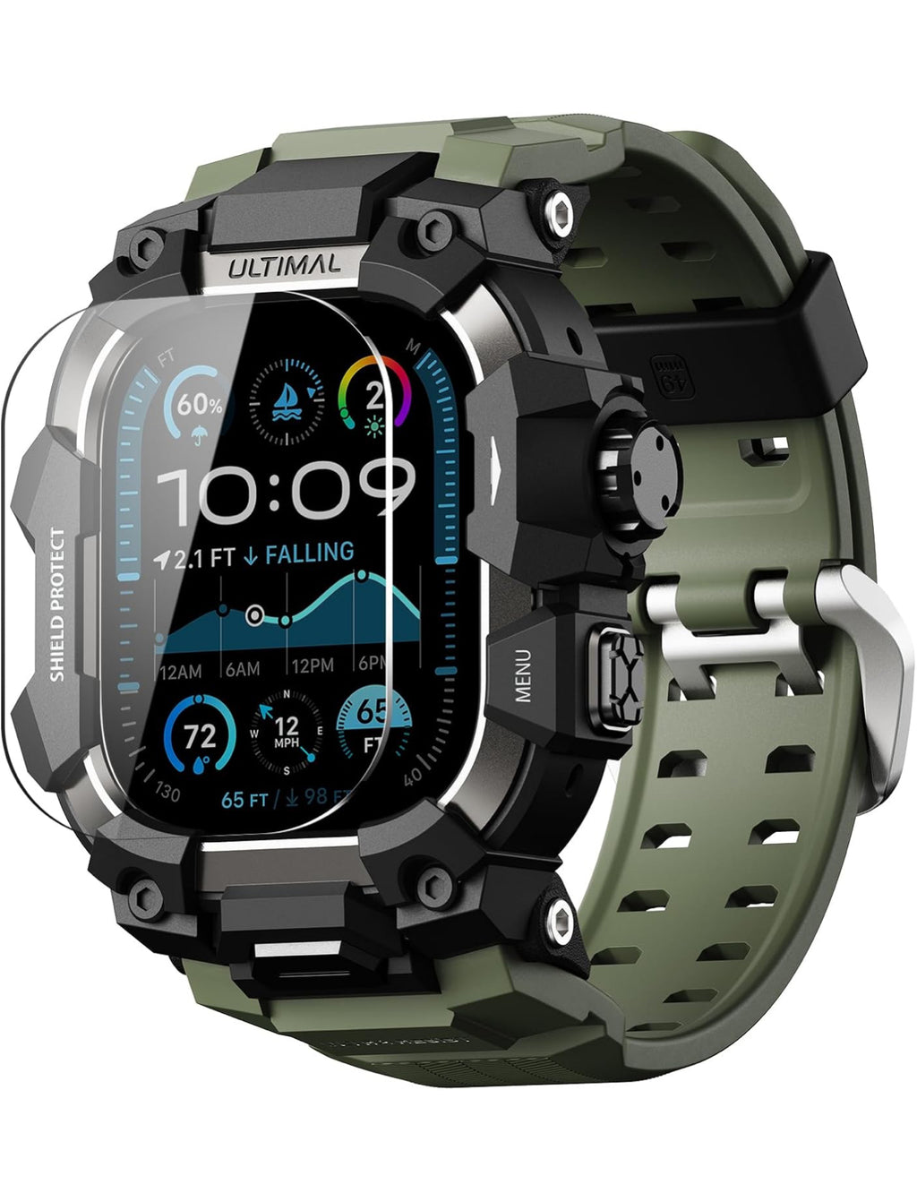 #003 Apple Watch Ultra [GPS + Cellular 49mm] Titanium Case with Midnight Ocean Band, plus tactical rugged case One Size 1K+ bought in past month