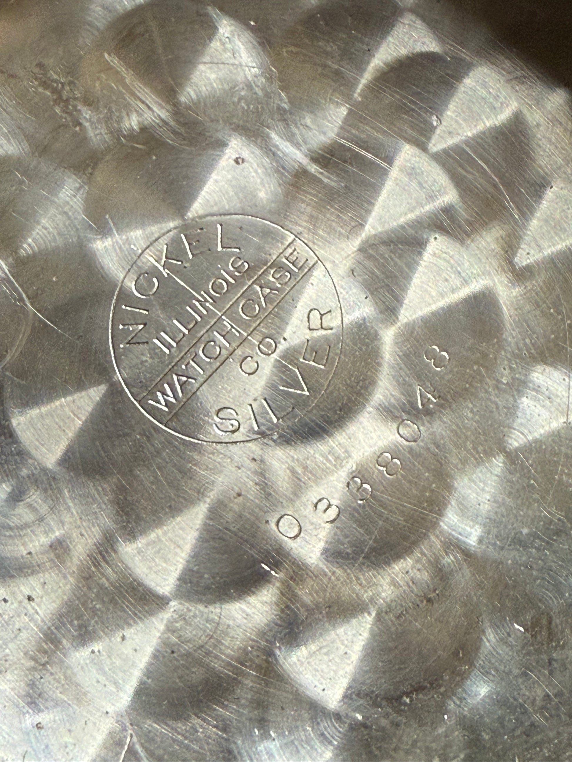 R#1417 Antique 1908 Hamilton pocket watch, adjusted movement rail road accuracy grade 974 serial number 660062 Nickel Silver Lancaster Pensilvania case no 0338048