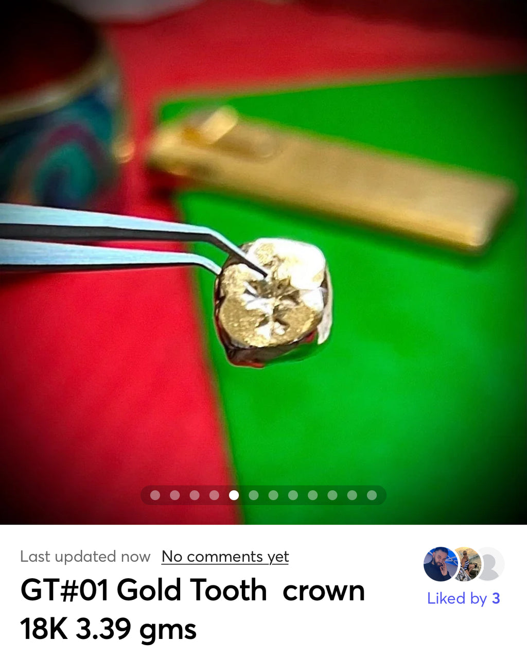 GT#01 Gold Tooth crown 18K 3.39 gms for your broken tooth needing new crown