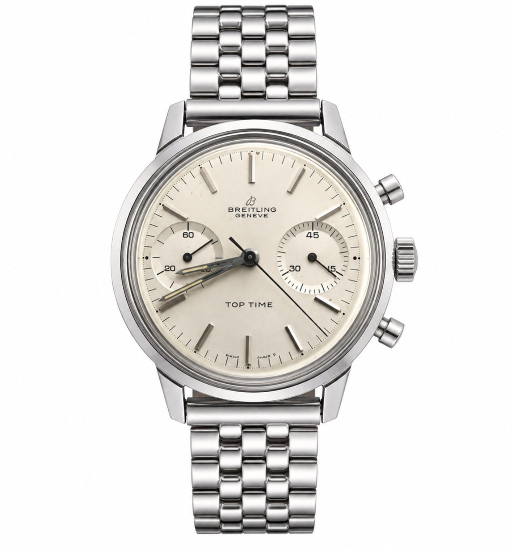 #1374 Vintage Breitling Top Time Ref. 2002 Chronograph – Swiss Manual Wind – Silver Dial – 1960s