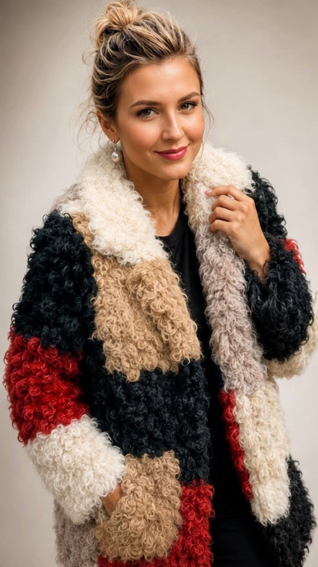 MARNI REVERSIBLE COLOR-BLOCK SHEARLING COAT — RARE FIND — MADE IN ITALY