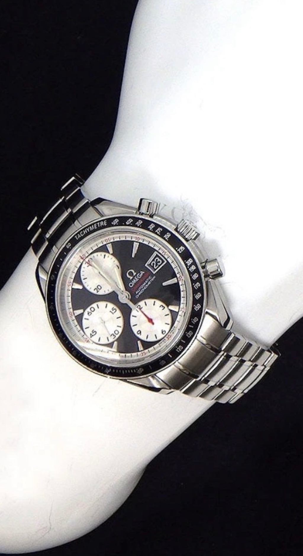 #1011 Omega Speedmaster Date 3210.51.00 Automatic Chronometer Reverse Panda Black Dial 40mm Swiss Watch