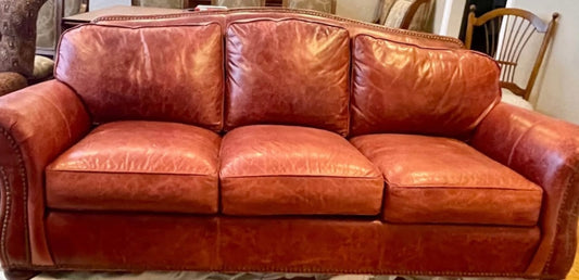 Ethan Allen Soft Leather Beautiful Tan Color couch Sofa New Local pick up only in 95363