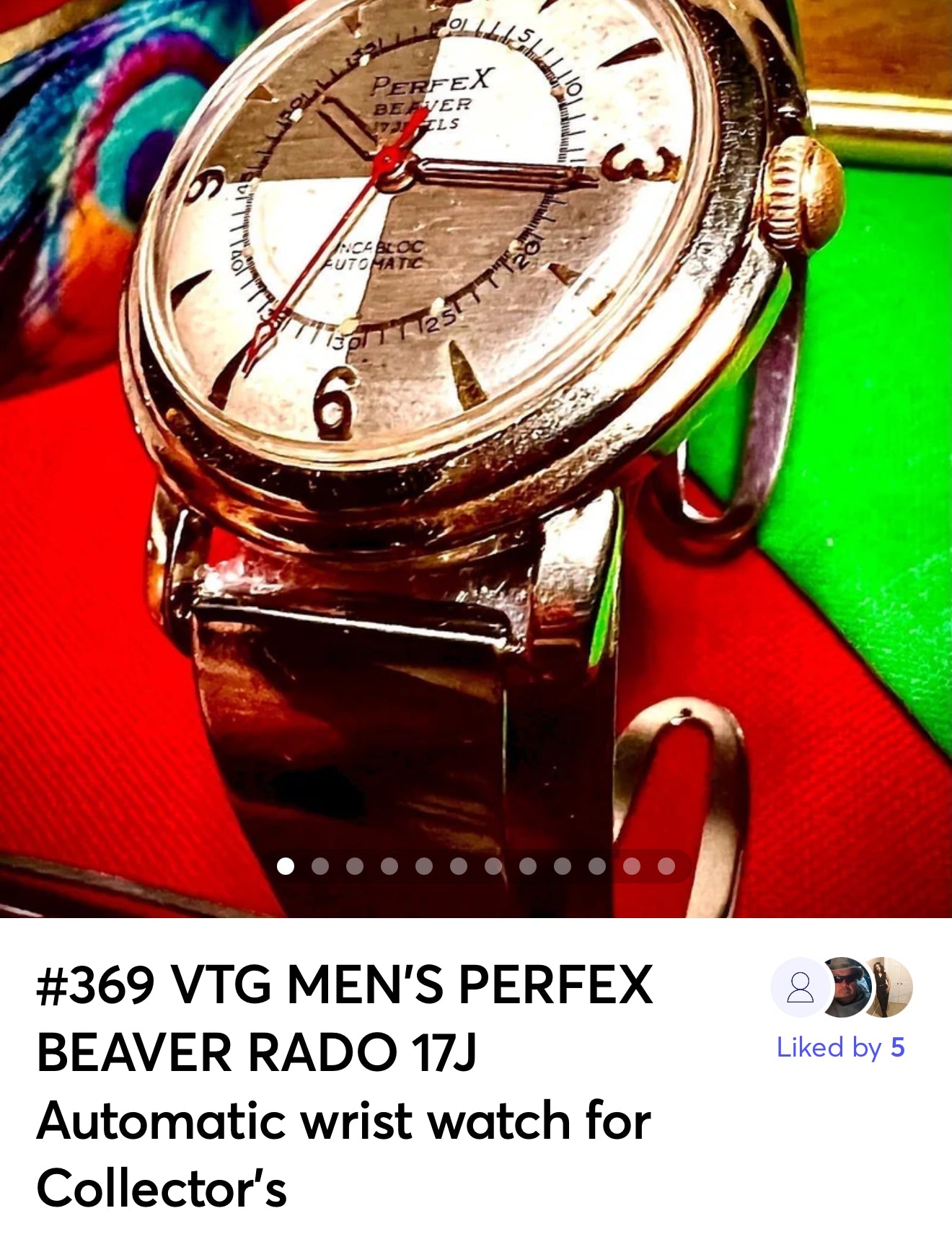 #369 Beautiful vintage 1940s Rare MEN'S PERFEX BEAVER RADO 17J Automatic wrist watch for Collector’s