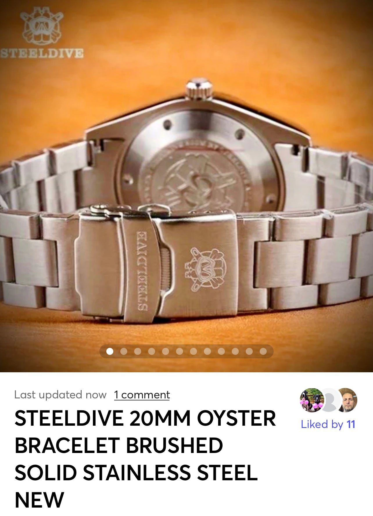 STEELDIVE 20MM OYSTER BRACELET BRUSHED SOLID STAINLESS STEEL NEW