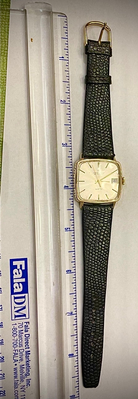 Q#1001 Vintage Hamilton Masterpiece Quartz 10k Yellow Gold Filled Men’s for repair mercari $52.84 battery 395 Renata