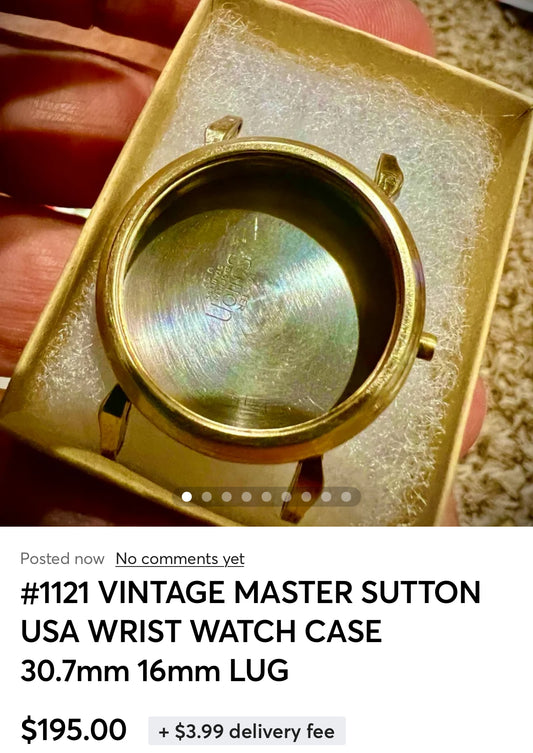 #1121 VINTAGE MASTER SUTTON USA WRIST WATCH CASE 30.7mm 16mm LUG  013124 ebay $16.18