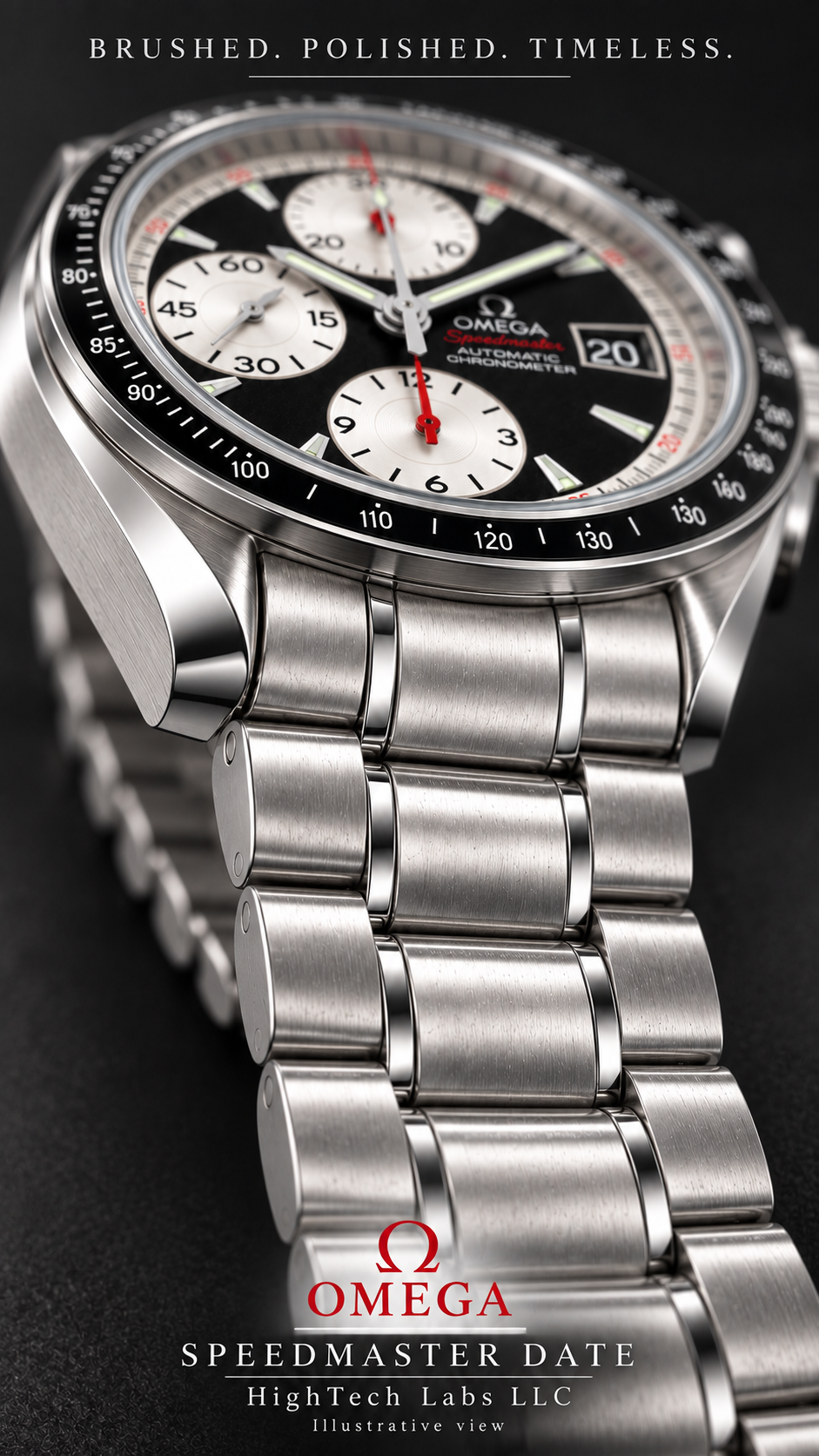 #1011 Omega Speedmaster Date 3210.51.00 Automatic Chronometer Reverse Panda Black Dial 40mm Swiss Watch