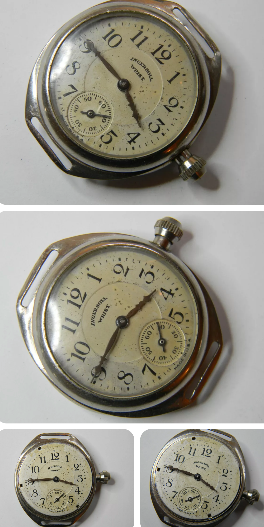 R#245 Antique 1920's INGERSOLL WRIST MILITARY TRENCH MENS WATCH Collectable