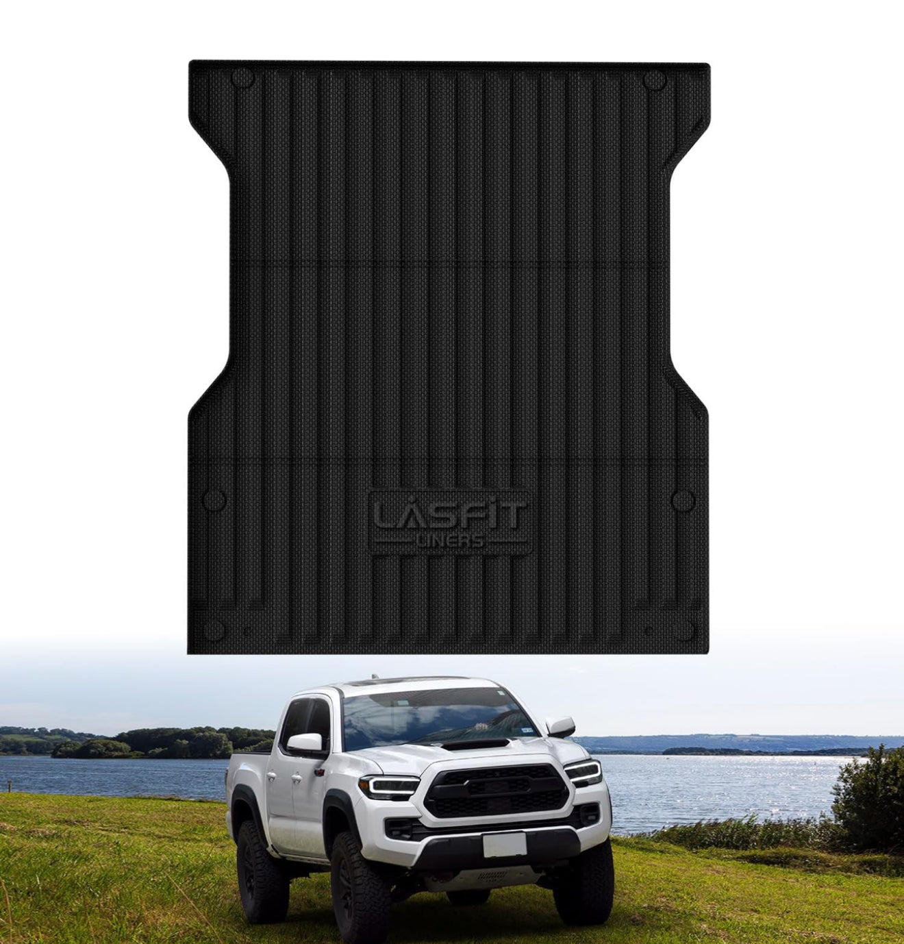 LASFIT Bed Mat for Toyota Tacoma 2024 2025 Truck Bed (6ft,6'Bed), All Weather 6 ft Car Bed Liner for Toyota Tacoma Accessories, TPE Heavy Duty Trunk Mat&Cargo Liner, Black