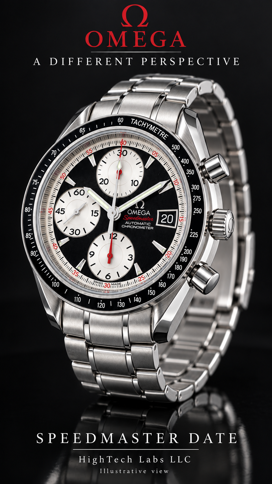 #1011 Omega Speedmaster Date 3210.51.00 Automatic Chronometer Reverse Panda Black Dial 40mm Swiss Watch